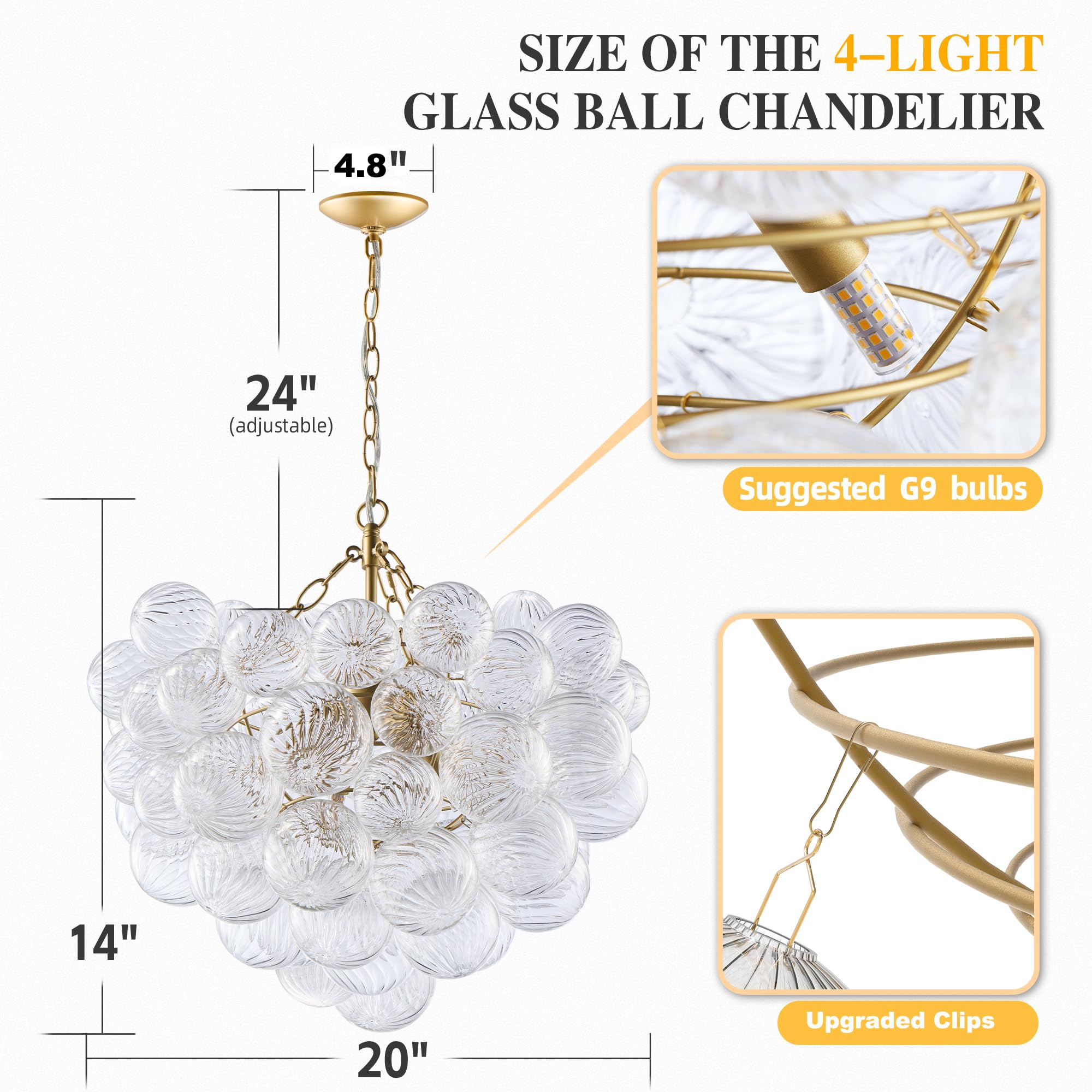 BeyPan Gold Bubble Chandelier Lighting Dia 20